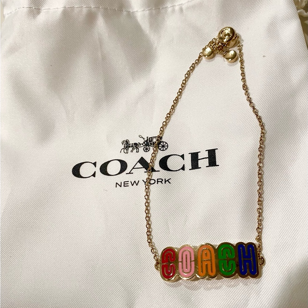 Plated brass and enamel Rainbow Coach Bracelet